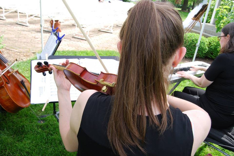 Violin, cello, and keyboard trio