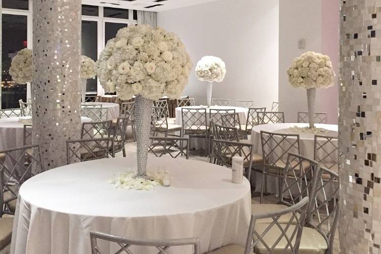 All white reception area