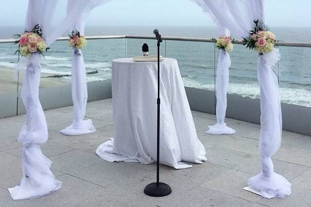 Wedding setup by the sea