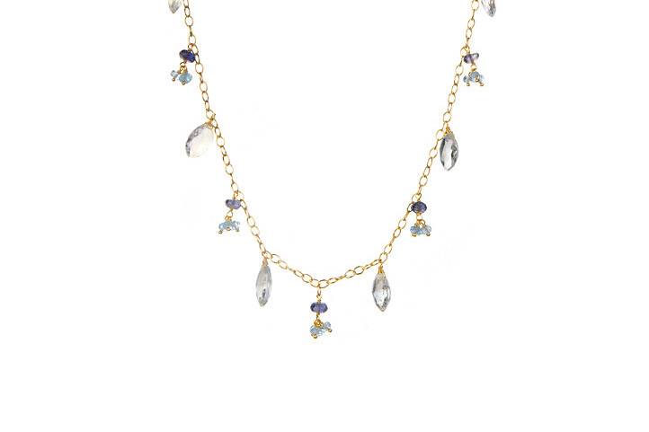 Amanda Rudey Marcie Necklace ~ Available in any combination of color gemstones and pearls you would like! Available in 18k vermeil, Sterling Silver or 14k Gold. Adjustable 18-20 inches.