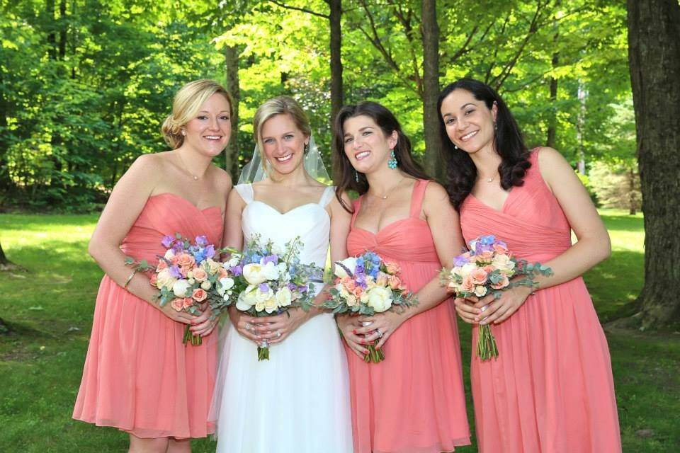 Gorgeous bride Joanna and her pretty maids in their Jo Necklaces in moonstone