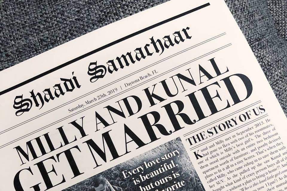 Newspaper wedding programs