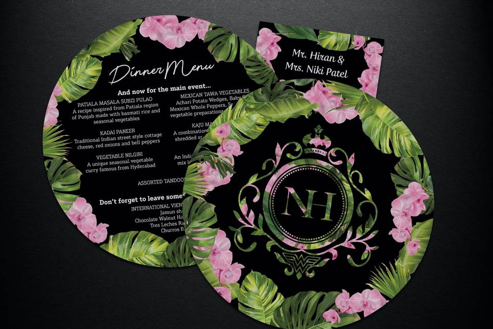 Circular menus and place cards