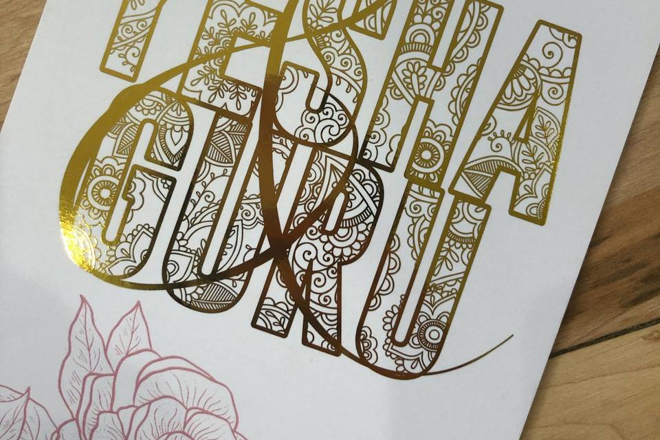 Gold foil lettering