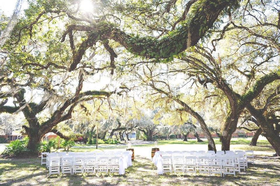 Rustic ceremony setup
