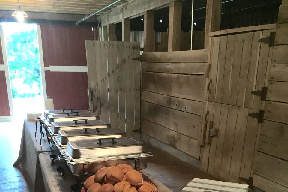 Basic buffet setup at Arrington Farms in Nashville