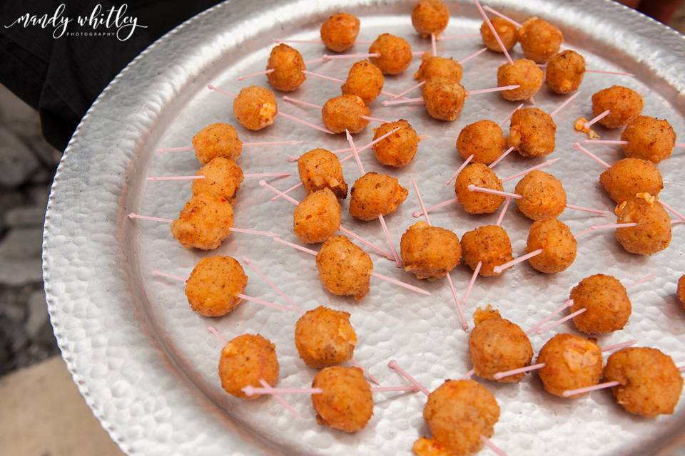 Hand-passed fried pimento cheese balls**TOP SELLER**