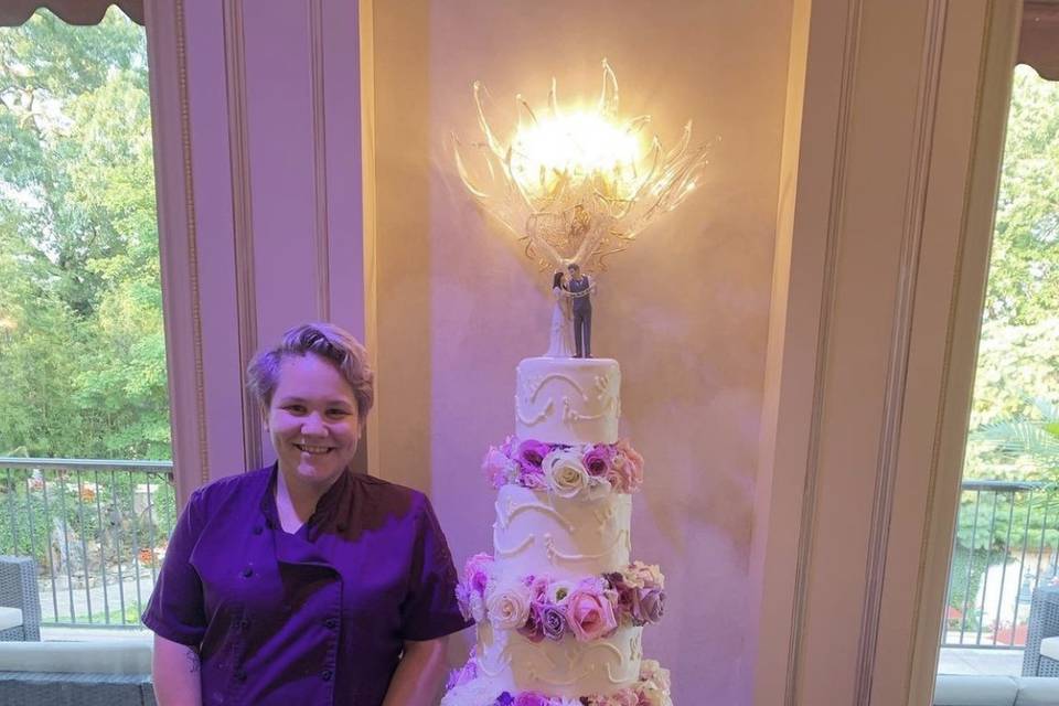 Extra Tall Floral Wedding Cake