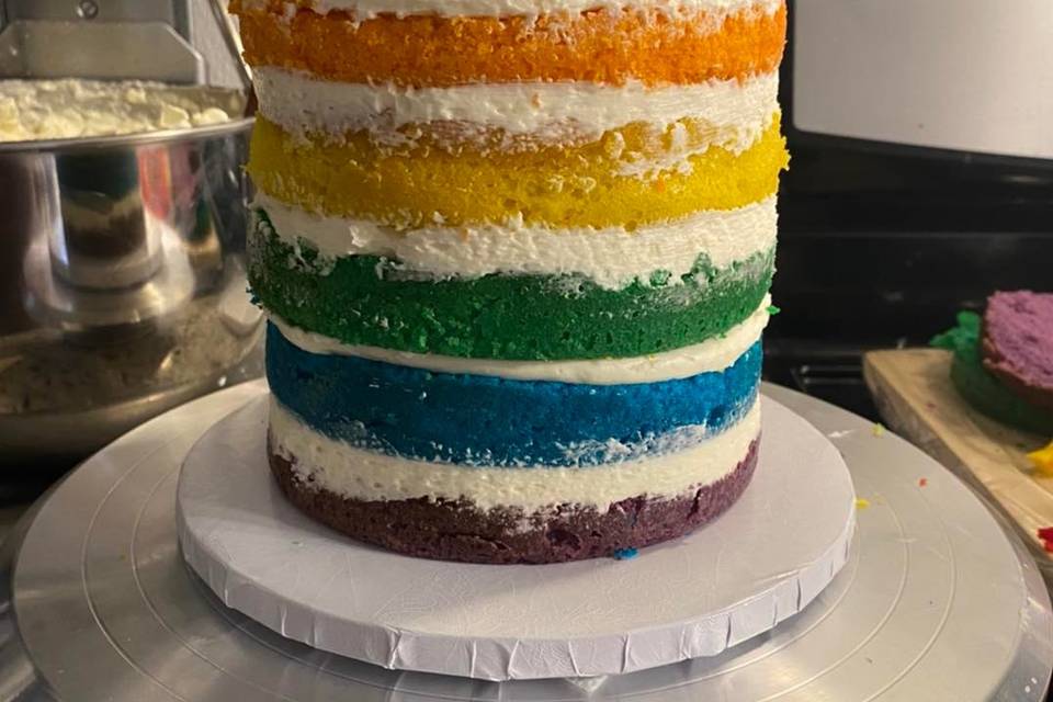 Multi-layer rainbow inside cak
