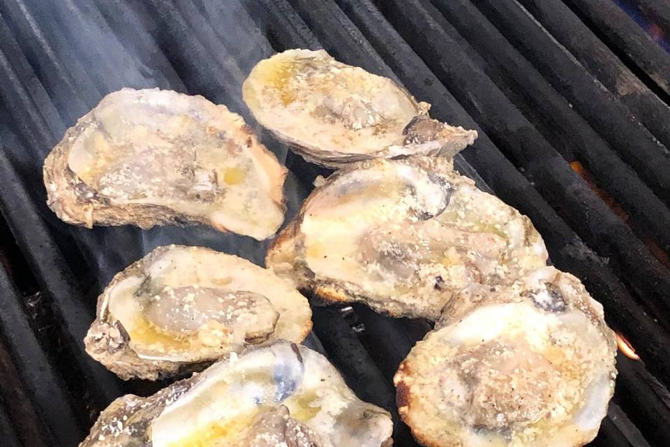 Delicious chargrilled oysters