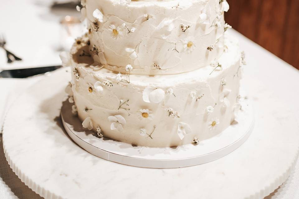Three tier white cake