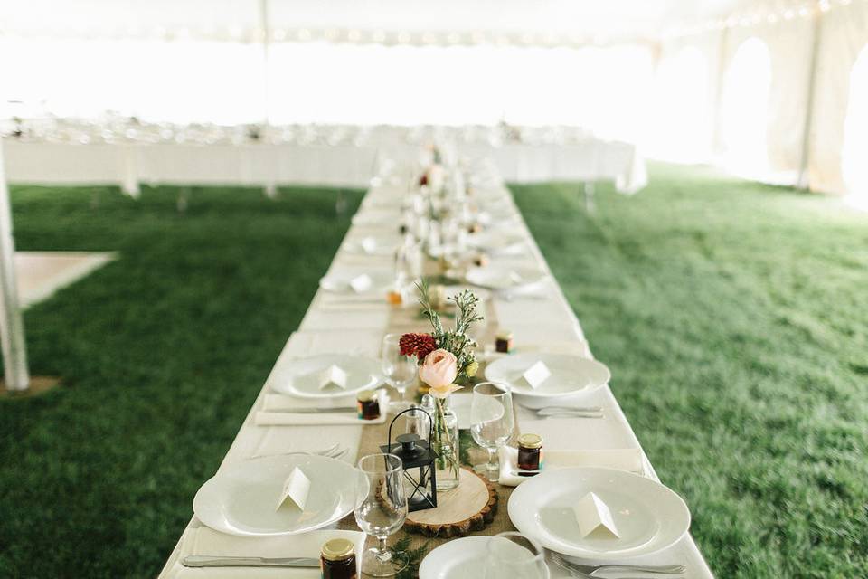 Table setup with centerpiece