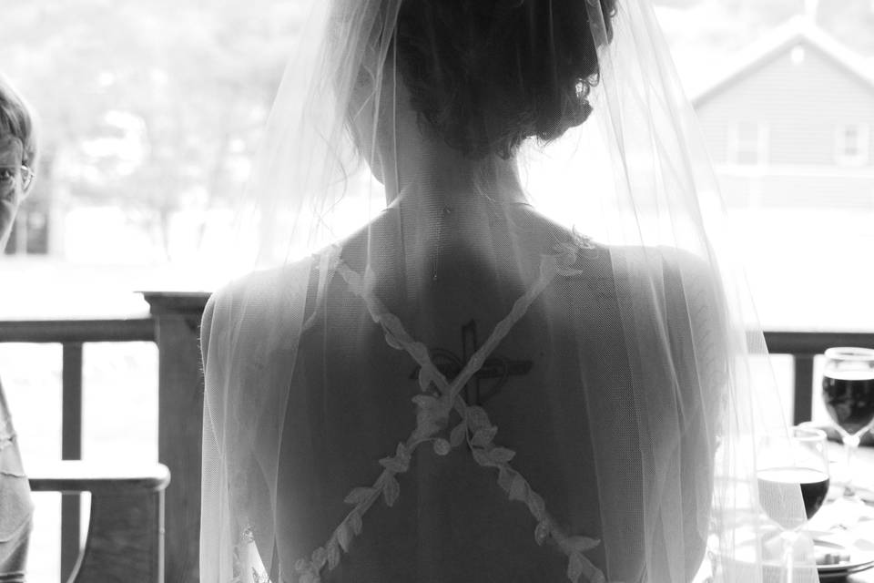 Back of bride.