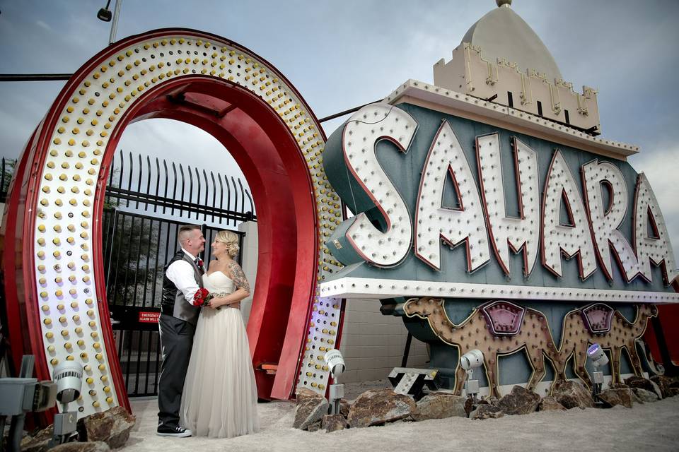 Neon Museum Wedding Photo