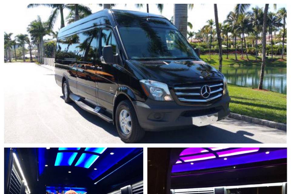 Our new 14 Passenger Mercedes Sprinter Limo Van is sure to impress!