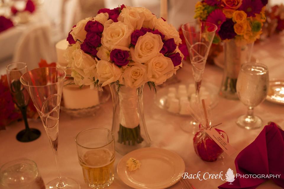 Dining table with flower decor