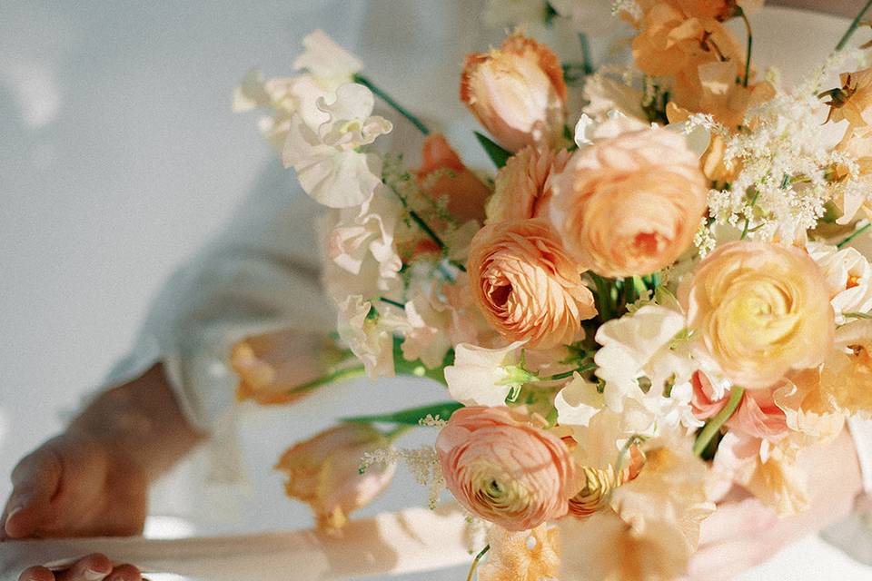 Peach Coral Bridal Bouquet