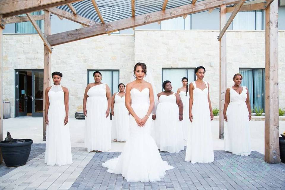 All White Attire Bridal Party