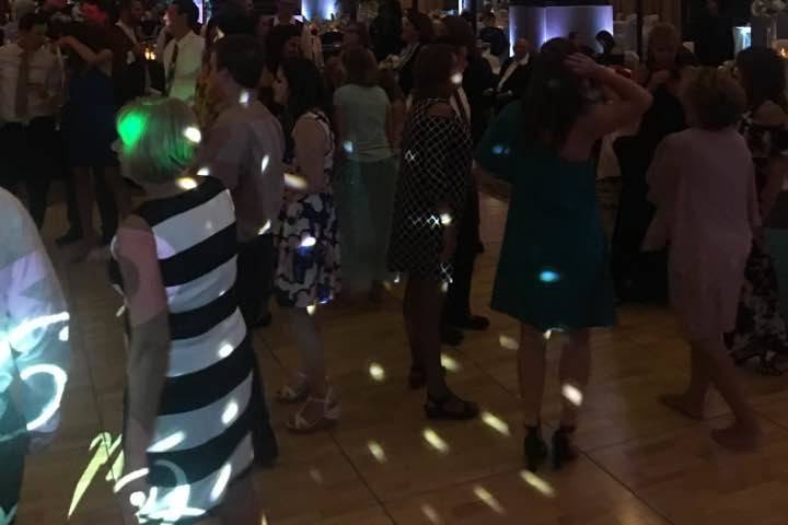 Wedding dance floor with disco lights