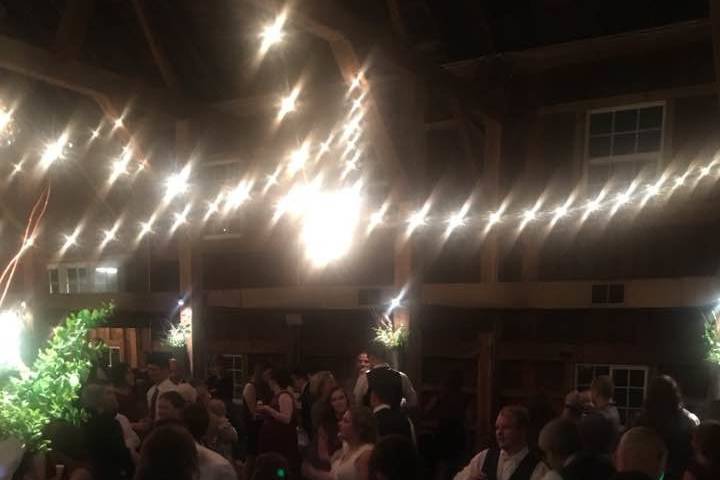 Wedding dance floor with disco lights