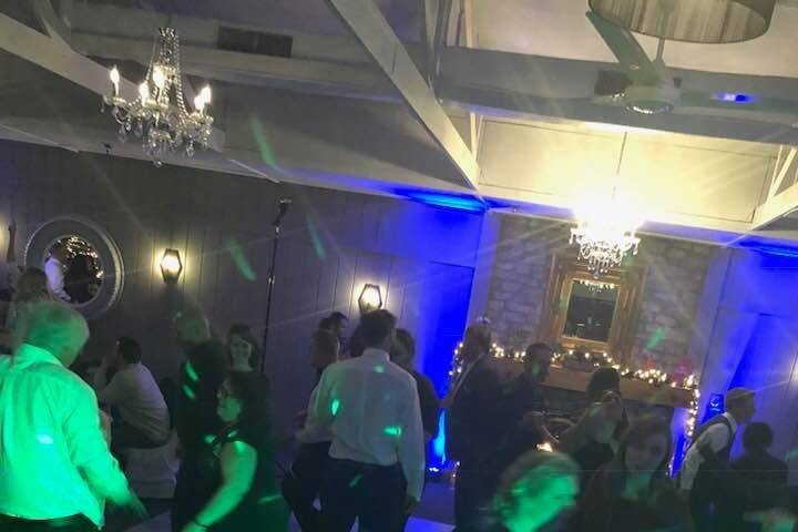 Wedding dance floor with disco lights