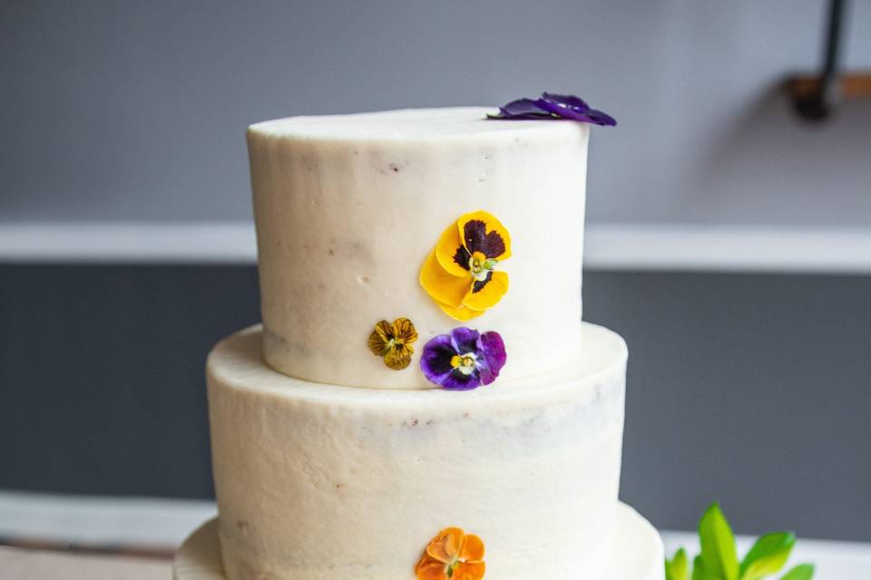 Naked cake with edible flowers