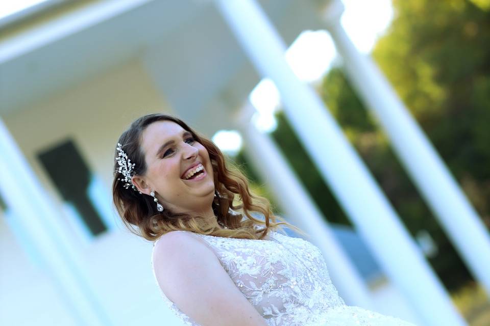 Bride laughing at the venue