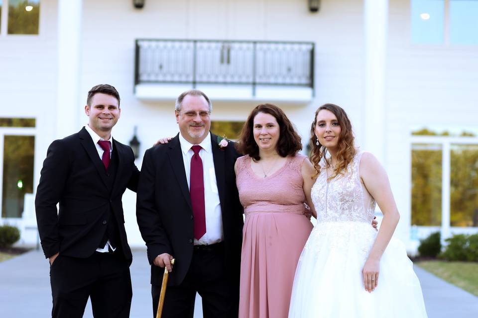 Family with bride and groom