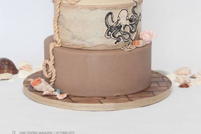 Vintage Nautical Wedding Cake - featured in Cake Central Magazine