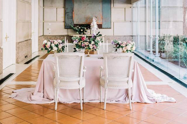 Table setup with centerpiece