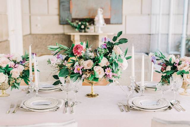 Table setup with centerpiece