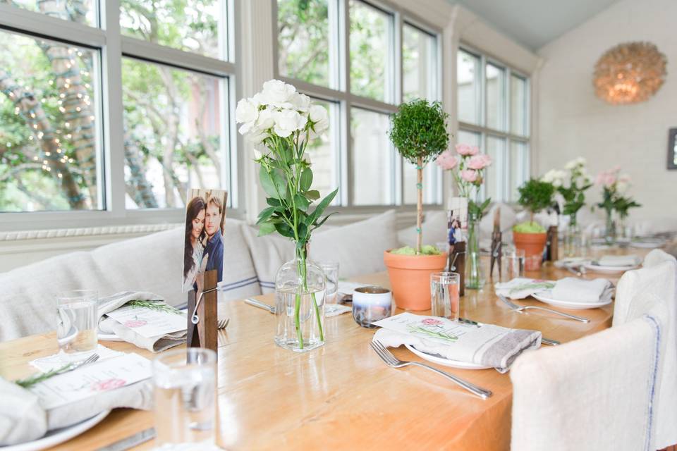 Table setup with centerpiece