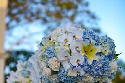 White Roses and Blue Ribbons – ART Flowers LA