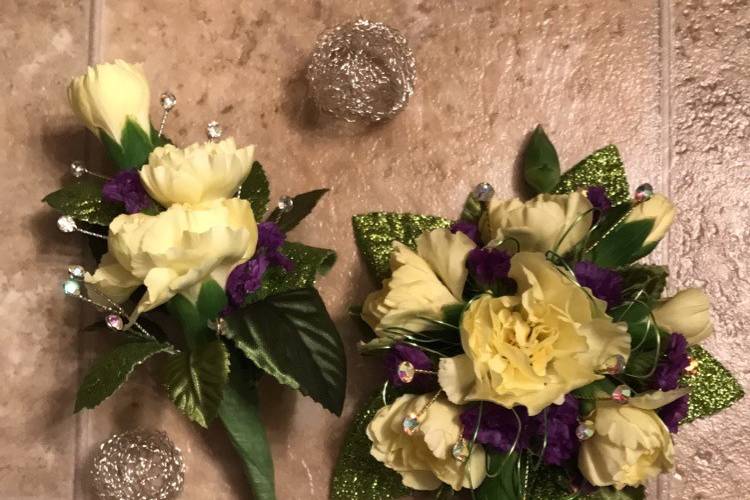 Matching corsage and boutonniere