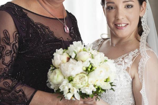 Holding the bouquet