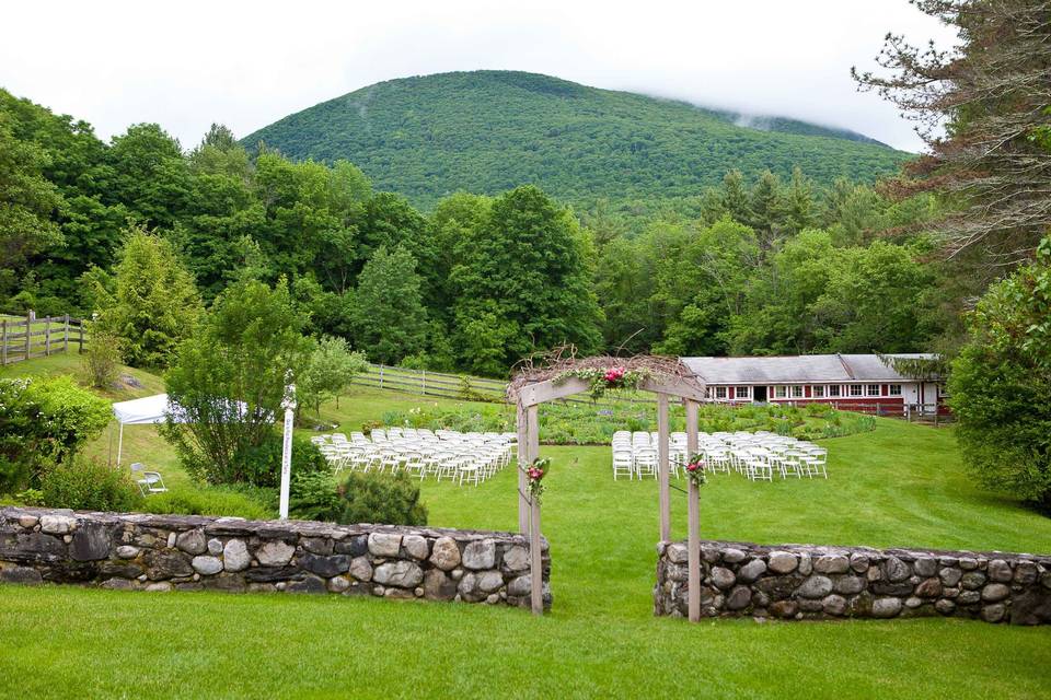 Outdoor wedding setup