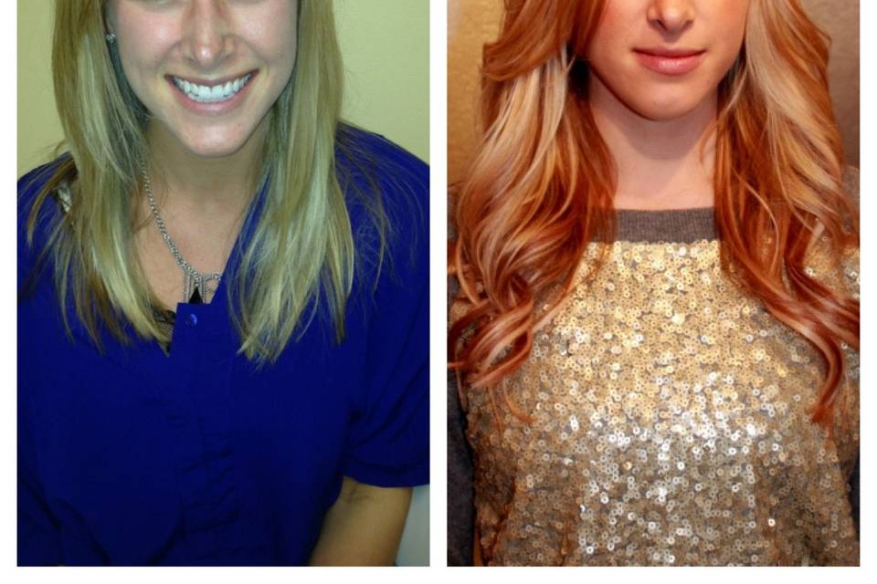 Before and after hair color & Lox extensions