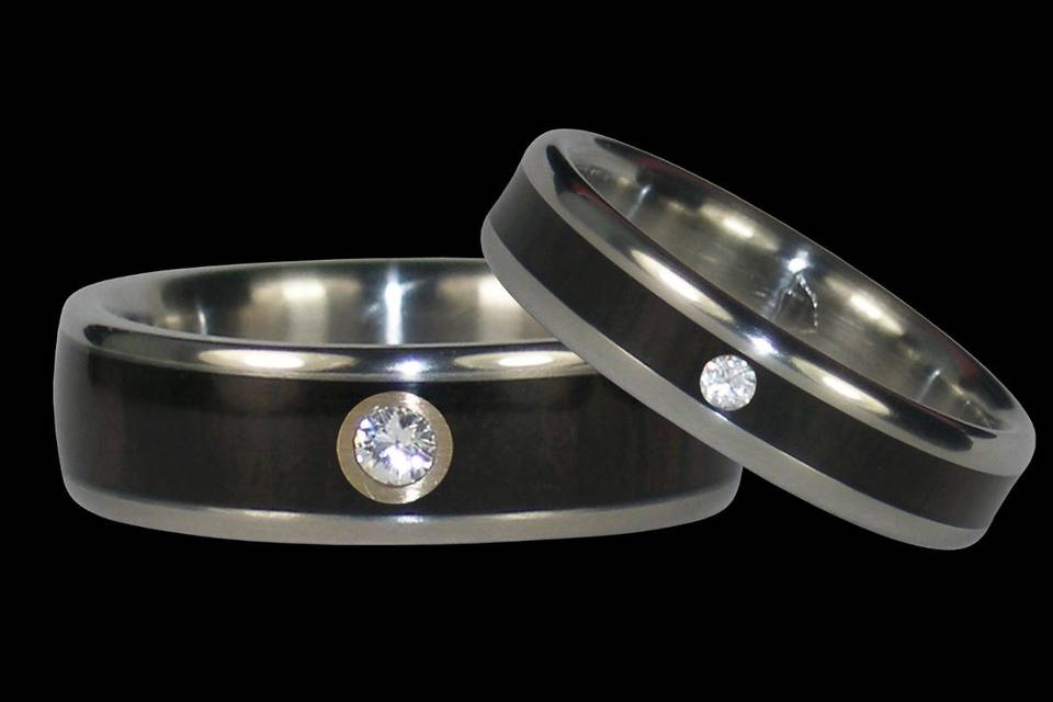 Blackwood Titanium Ring bands embedded with VS Diamonds