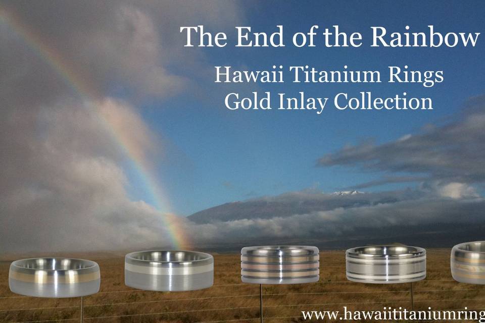 Hawaii Titanium Ring's Big Kahuna original design sits in Waipio Vally on the Big Island of Hawaii. Three Hawaiian Woods are featured in this Titanium treasure