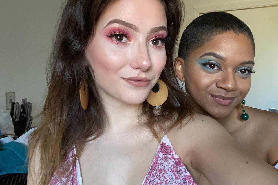Pink and blue eyeshadow