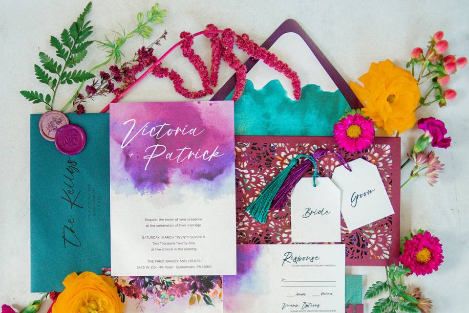 Colorful invitation suite