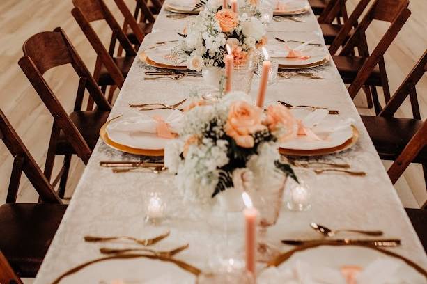 Peach and white wedding