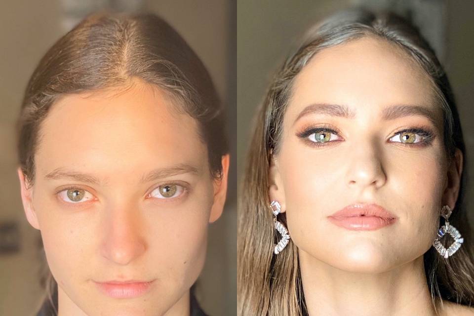 Before and after smokey liner