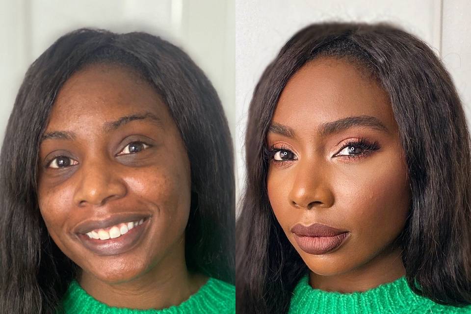 Before and after warm eyes