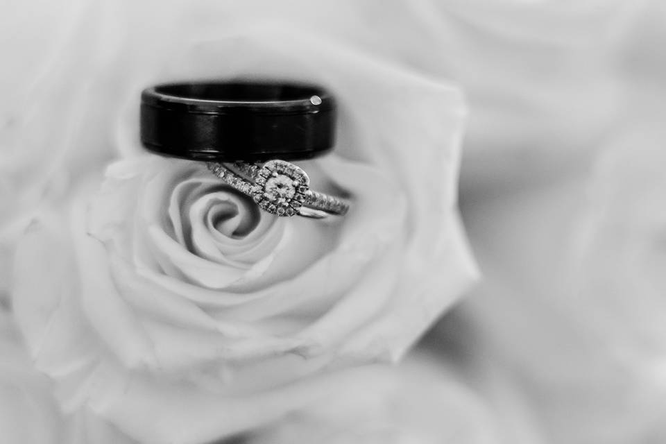 Rings on bouquet