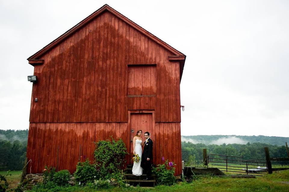 Newlyweds outside