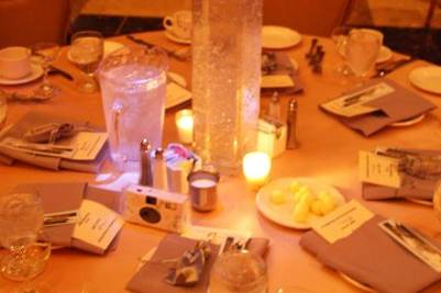 Table setup with flower centerpiece