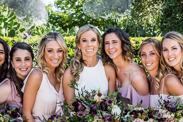 The bride with bridesmaids