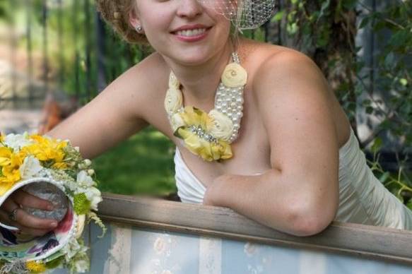 Lemon Meringue Wedding Bib Necklace