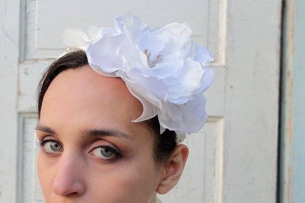 Enfolded Lovely, a bridal crown headband, white, beige, and ivory
